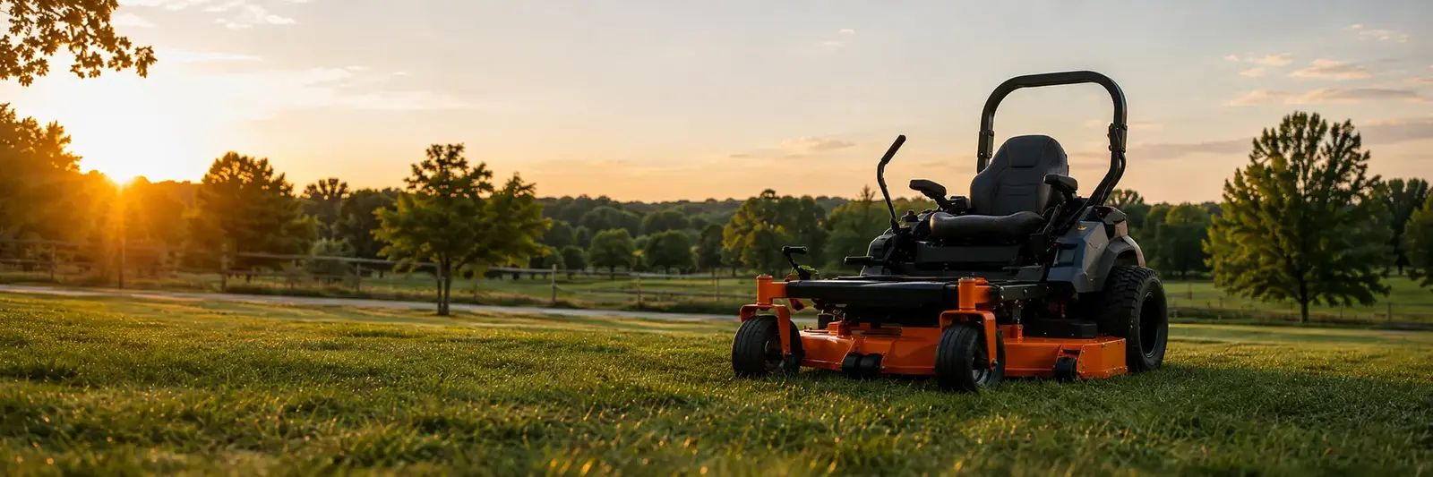Ride-on lawn mower cutting a large open lawn